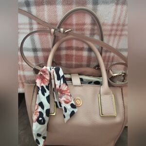 Anne Klein pink shoulder purse with scarf.